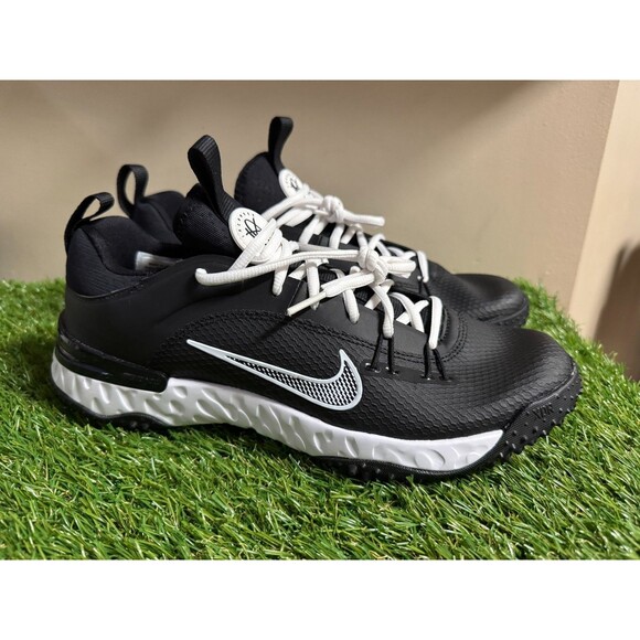 Nike Huarache 9 Elite TF LAX Turf Lacrosse Shoes Black White FN0310-002 Men\'s 10